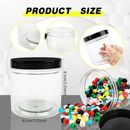 30 Pack 12oz Clear Plastic Jars with Black Lids Plastic Empty Storage Containers Refillable Round Clear Cosmetics Containers Clear Jars for Candy Kitchen Food Storage DIY Crafts Making