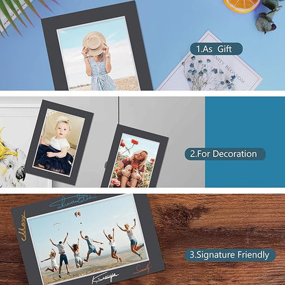 Somime 10 Pack Black Picture Frame 11x14 Mat Board,White Core Bevel Cut Mats 8.5x11, Whole Frame Mat Kit Includes 10 Picture Photo Mattes & 10 Backings & 10 Krystal Sleeve Bags