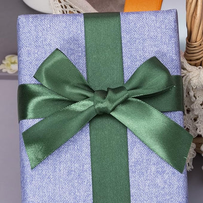 1 Inch Dark Green Solid Satin Ribbon, 50 Yards Craft Fabric Ribbon for Gift Wrapping Floral Bouquets Wedding Party Decoration