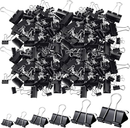 Yexiya 1000 Pcs Binder Clips Bulk Assorted Sizes Black Paper Clips Small Binder Clips Office Clips Bulk Mini Paper Clamps Multi Sizes for School Teachers Office Supplies (Multi Sizes)