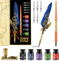 Feather Pen and Ink Set Calligraphy Kit for Beginners with Quill Pen, Antique Vintage Stationary Set for Writing, Signing & Hand Lettering Art