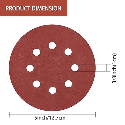 150pcs 1000 Grit Sanding Discs, 5-Inch 8-Hole Sandpaper, for Woodworking or Automotive