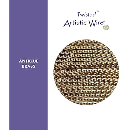 Artistic Wire, 24 Gauge / .51 mm Tarnish Resistant Colored Copper Craft Wire, Round Twist, Antique Brass Color, 10 yd / 9.14 m