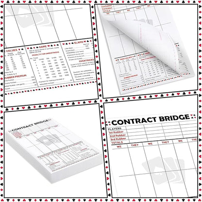 party greeting 150 Sheets Contract Bridge Score Pad and Tallies Contract Bridge Score Notepad Canasta Score Pads Print with Trick Rubber Bridge Party Bridge Playing Cards Large Print Game Scoring Card