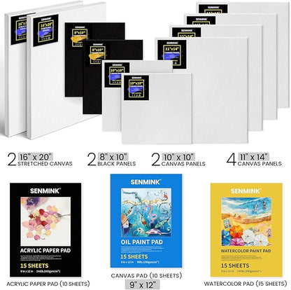 196Pcs Deluxe Artist Painting Set with French Easel, 48 Colors Acrylic & Oil Paints, 24 Colors Watercolor Paints, Art Paint Supplies for Artists, Beginner & Adults