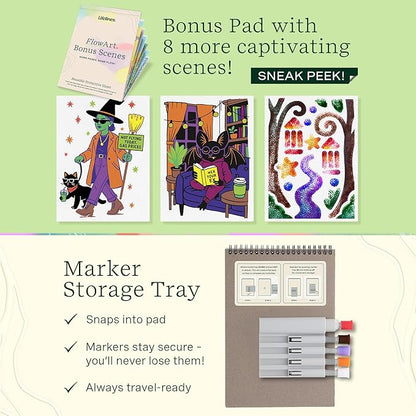 Lifelines FlowArt Activity Pad, 2-Pack Fall Set + Bonus Pad - Guided Art Meditations with Markers - Illuminate & Create and Pogo-Dot - Coloring Books for Teens, Adults & Seniors