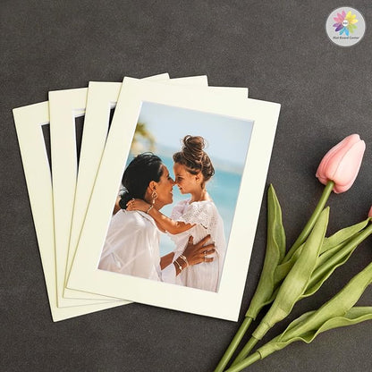 Mat Board Center, Pack of 10, 5x7 for 4x6 Ivory Color Mats - Bevel Cut, Acid Free, 4-ply Thickness, White Core - for Pictures, Photos, Framing