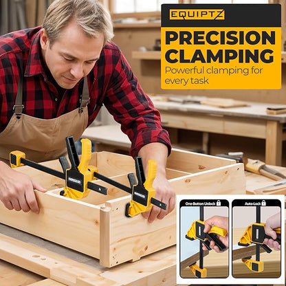 6 Pack Bar Clamps for Woodworking – 2 Pcs 12" & 4 Pcs 6" Quick Grip Clamps Set with 150 lbs Force – Wood Clamps for Gluing, Carpentry, DIY, and Metalworking (Combo Sizes, 6 Pack)