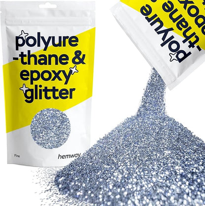Hemway Polyurethane & Epoxy Resin Glitter 100g / 3.5oz Metallic Crystal Flake Additive for Flooring Jewelry Tumblers Glass Pigment - Fine (1/64" 0.015" 0.4mm) - Azure Blue