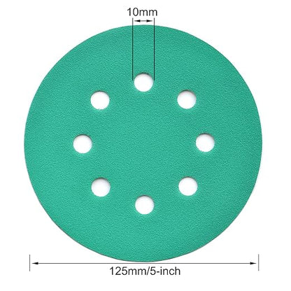5-Inch 8-Hole Wet Dry Sanding Discs 220 Grit, Polyester Film Backed Heavy-Duty Hook and Loop Sandpaper for Random Orbital Sander, 50-Pack
