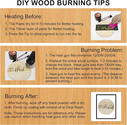 Teexpert Wood Burning Gel Pen Kit, 4 OZ Paste, 2 Double-Sided Scorch Pens, 4 Tips, Squeegee, Sandpaper for DIY Heat Sensitive Wood Crafts Suitable for Artists & Beginners