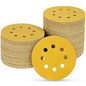 100PCS 5 Inch 8 Hole Sanding Discs 800 Grit,Gold Round Hook and Loop Sandpaper for Random Orbital Sander