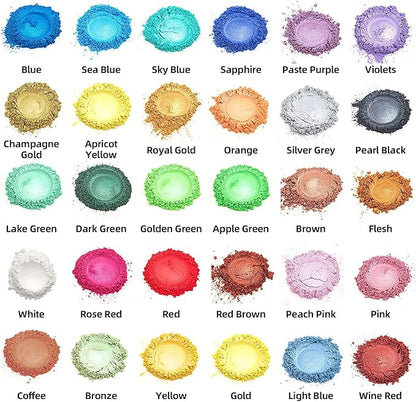 Mica Powder, 30 Color Resin Pigment, Natural Cosmetic Grade Shimmer Mica Powder for Epoxy Resin/Bath Bombs/Candle/Soap/Lip Gloss/Slime. Candle Dye,Soap Making Dye,Resin dye. (30 Bottle)