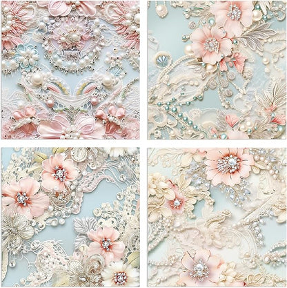 Scrapbook Paper 6X6, Card Making Supplies, Single-Sided Cardstock Paper Pads, Decorative Craft Paper, Pearlescent Bloom Pattern Paper Pack, Decopodge Papers, Scrapbooking junk journal Supplies-24 PCS