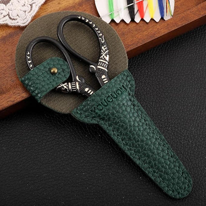 Antique Scissors with Cover, Sharp Sewing Scissor for Craft Needlework Cross Stitch, Small Thread Snips Little Detail Shears Black DIY Tools