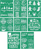JAJADO Self Adhesive Christmas Silk Screen Stencils 9 Pcs, Winter Holiday Xmas Screen Print Transfers Chalk Mesh Stencils for Painting on Wood, Fabric, Glass, Pillow, Card, DIY Christmas Decoratio