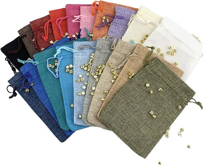 Palmhomee Pack of 20 Burlap Gift Bags with Drawstring Linen Jewelry Pouches Wedding Hessian Jute Bags for Birthday Treat Pouches Party Wedding Favors Gift(4x5.6 Inch, Mixed Colors)