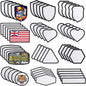 GUX 12 Styles, 60 Pieces Sublimation Blanks Patches Fabric Iron-on Patch Blanks Repair Blank Patches for DIY Hats Shirts Shoes Jeans Bags Supplies（Black Woven Border） (12 Styles Mixed/60PCs)