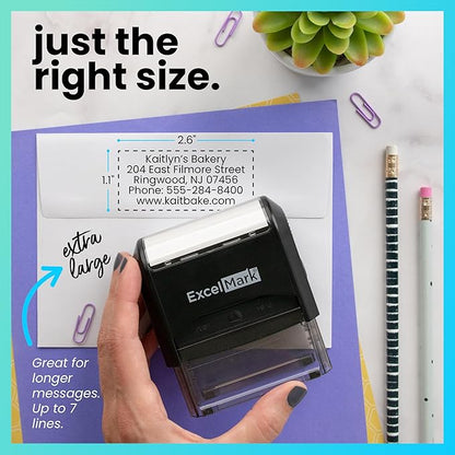 ExcelMark Custom Stamp – Clear & Crisp Impressions – Personalized Self-Inking Rubber Stamp – Use for Address Stamp and More (Extra Large)