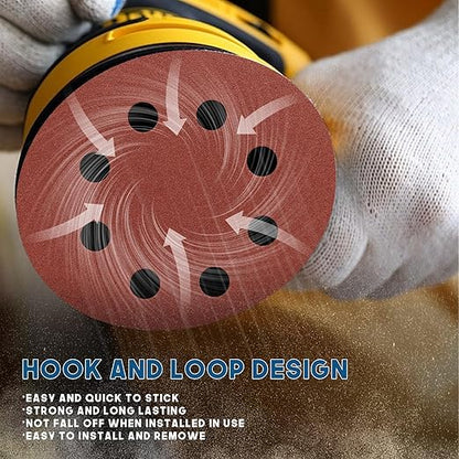 5 Inch 8 Hole Sanding Discs, 150 PCS 80 Grit Hook and Loop Sandpaper, Round Aluminum Oxide Sand Paper Discs for Random Orbital Sander
