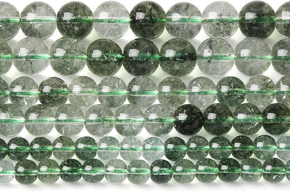 36PCS 10MM Green Crackle Phantom Ghost Crystal Beads for Jewelry Making DIY Bracelet Necklace Accessories 15" Energy Healing Power Stone Beads