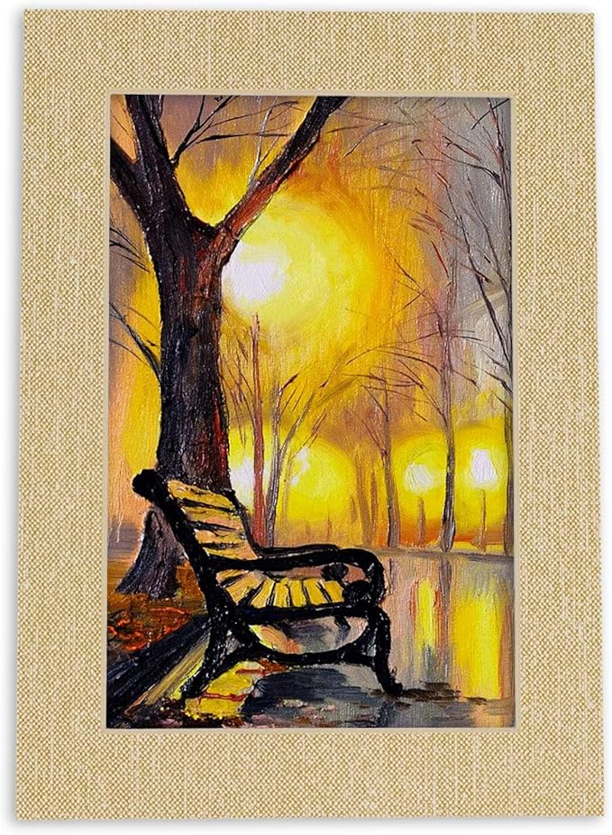 Pack of TEN 8x10 Mats Bevel Cut for 5x8 Photos - Acid Free Fresh Linen Canvas Precut Matboards For Pictures, Photos, Framing - 4-ply Thickness