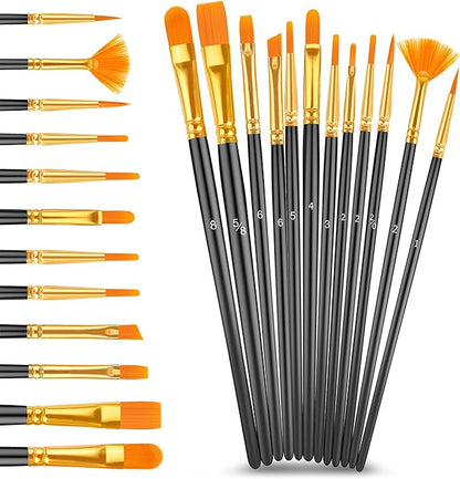Caliart Acrylic Paint Set with 12 Brushes, 42 Colors (59ml, 2oz) Art Craft Paints Gifts for Adults Artists Beginners Painters, Halloween Pumpkin Canvas Ceramic Rock Painting Kit Art Supplies