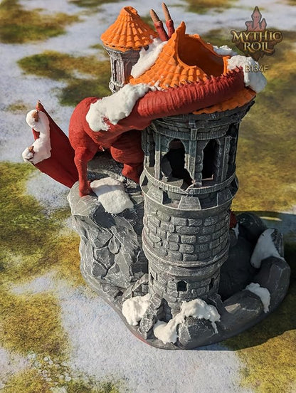 Dragon 3D Printed Dice Tower - Mythic Roll Collection - Unchained Games - Ascend to New Heights with your Rolls! (23.) Silk-Gold)