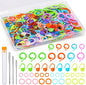 Yizzvb 263 Pcs Stitch Ring Markers, Knitting Stitch Rings with Plastic Box, 3 Types Knit Counting Ring Crochet Sewing Locking Accessories and 3 Pcs Large-Eye Blunt Needles for DIY Handmade Crafts