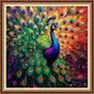 Hopeart Stamped Cross Stitch Kits for Beginner Embroidery Kits for Beginners Adults DIY 11CT Cross Stitch Patterns Needlepoint Kits Crossstitching Kits-Colorful Peacock 18x18 inch