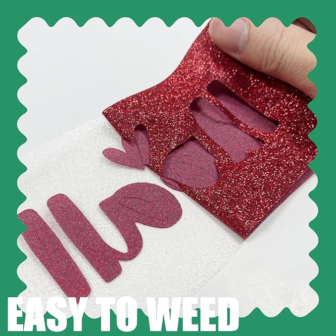Red Glitter HTV Heat Transfer Vinyl, 12" x 8ft lron on Vinyl, for T-Shirt Ironing, Vinyl HTV Easy to Cut and Weed, The Best Choice for DIY Creativity. (red, 12" x 8ft)