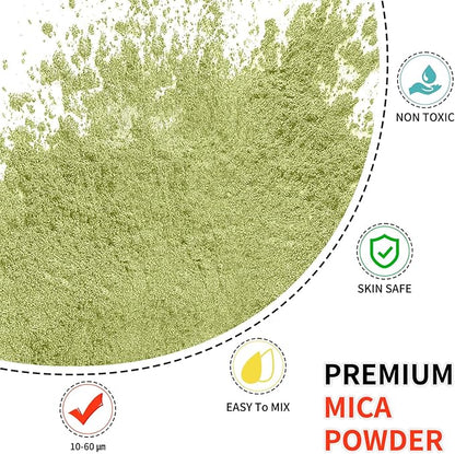 Mica Powder - 100g Mica Powder for Epoxy Resin - Metallic Color Pigment for Resin, Soap, Bath Bombs, Eye Shadow, Nails, DIY Crafting Projects etc. (Tender Green)