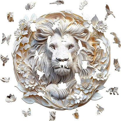 Wooden Puzzles Adults, 3D Paper Lion Wooden Puzzles 295 Pieces, Unique Animal Shaped Wood Challenging Jigsaw Puzzles Gifts for Adults, 13.4x13.2in