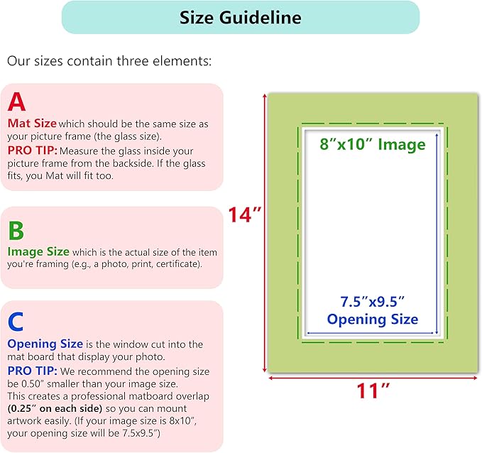 Poster Master Forest Shadow Matboard – 4-Ply Acid-Free Picture Mat Board with 45° Beveled Cut, Made in USA, Custom Cut to Any Size, 1/16" Thickness for Framing & Displays