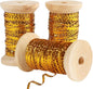 Gold Thin Ribbon 1/8 inch Metallic Braided Double Faced Ribbons Curling Ribbons for Balloon String Crafts Gift Wrapping Party Wedding Christmas Ornaments Decoration 7 Yard x 3 Rolls