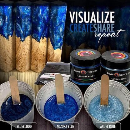 Eye Candy Pigments Premium Blue Mica Powder - Aozora Blue (50gr) - for Epoxy, Resin, Soap, Paint, Woodworking, Acrylic Pouring, Bath Bombs, Fishing Lures - DIY Arts and Crafts Additive