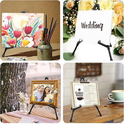 AROIC 3 Pack 14'' Tabletop Easels, Black Steel Table Top Easels for Display, Adjustable Portable Table Top Easel for Paintings, Signs, Posters,Frame Pictures(with 3 Bags)