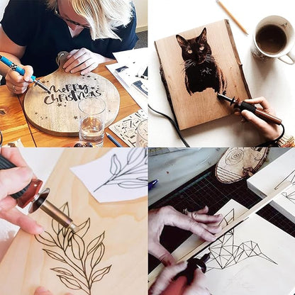 BEZALEL 112Pcs Wood Burning Tips - Pyrography Wood Burning Kit Includes Wood Burning Tips Only Wood Burning Letters Wood Burning Stencils and Patterns for Embossing Carving DIY Adults Crafts Beginners