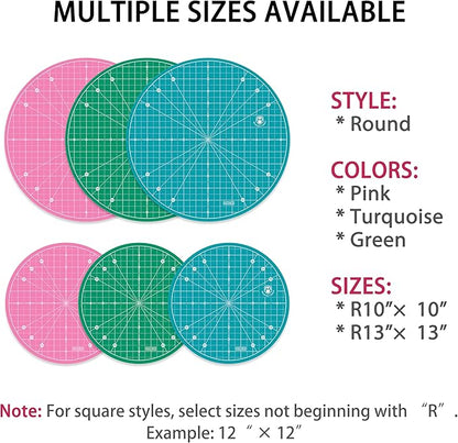 Headley Tools 13"x13" Round Rotating Cutting Mat, Self Healing Mat with 360-Degree Rotation & Anti-Slip Base, Sewing Board Cutting Mat Perfect for Fabric Quilting Leather Hobby Project, Pink