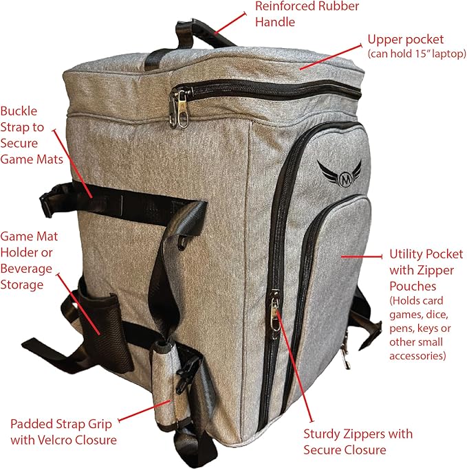 Ultimate Board Game Travel Bag – Durable Storage Case for Up to 10 Games, Water-Resistant, Adjustable Strap & Handles – Perfect for Game Nights, Conventions & Tournaments (Parent) (Charcoal Grey)