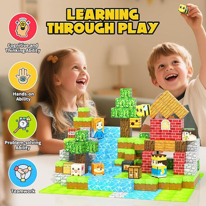 Magnetic Blocks 100PCS Compatible STEM Stacking Building Toys for Kids Ages 3+ Stream Magnets Creative Play 3 4 5 6 7 8 9 10 11 12 Year Old Boys Girls Birthday Gifts