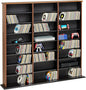 Prepac 3 Column Tall Cabinet Media Storage, Triple Width Wall, Cherry/Black