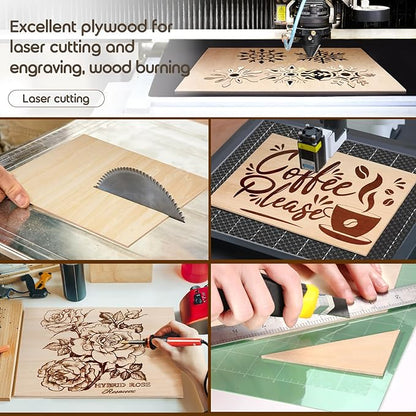 12 Pack 12x18x1/8 Inch Basswood Sheets, MAPRIAL Smooth 3mm Plywood for Laser Cutting, Unfinished Wood Board for Engraving, Wood Burning, Painting, Crafts, Ornaments, Models, Cutter, Engraver, Gifts