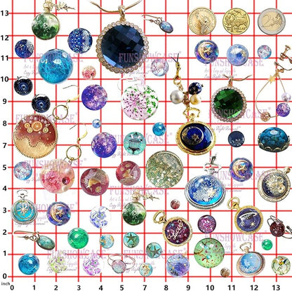 FUNSHOWCASE Cabochon Gem Resin Silicone Molds for Cake Decoration, Polymer Clay, UV Epoxy Urethane Polyresin Jewelry Making, Faceted and Round Domes Set of 2 Trays Circle Diameter 0.2-2.3inch