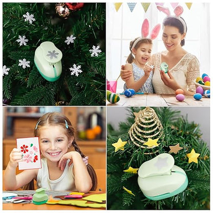 UCEC Paper Punches for Crafting, Hole Punch for Kids, 1 Inch Craft Hole Punch Shapes, 6PCS Star Heart Flower Punch Kids Hole Puncher Shape Cutters for Crafts for School Crafting & DIY Projects