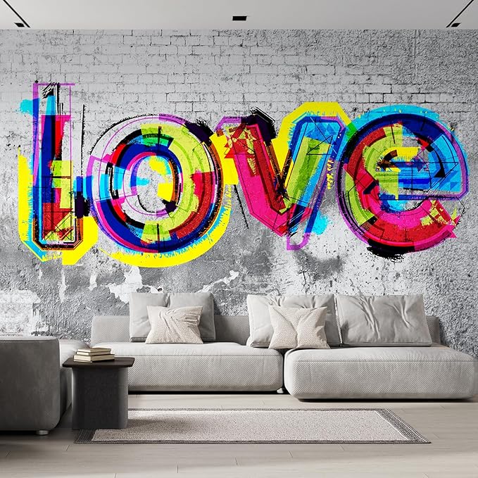wall26 Wall Sticker/Wall Mural Colorful Graffiti, Not Peel and Stick, Non-Woven Wallpaper Decorative for Bedroom, Living Room, Office - 120x144 inches
