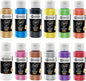 Artecho Acrylic Paint Set, 12 Metallic Colors Bottles (59ml / 2oz) Art Craft Paints for Canvas, Rock, Stone, Wood, Fabric, Art Supplies