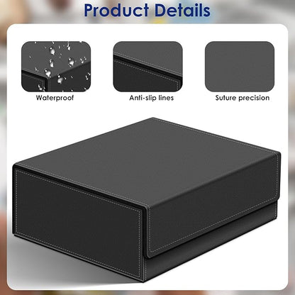 Homthy 1800+ Card Deck Case for Trading Cards, Leather Magnetic Closure Commander Card Storage Box Magic Card Protectors Fit for MTG TCG and Sport Cards