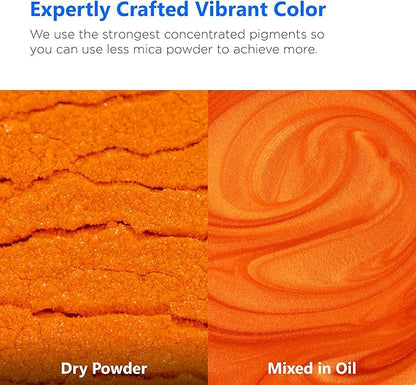 Rolio - Mica Powder - 1 Jar of Pigment for Paint, Dye, Soap Making, Nail Polish, Epoxy Resin, Candle Making, Bath Bombs, Slime - 100G / 3.5oz(Tiger Orange)