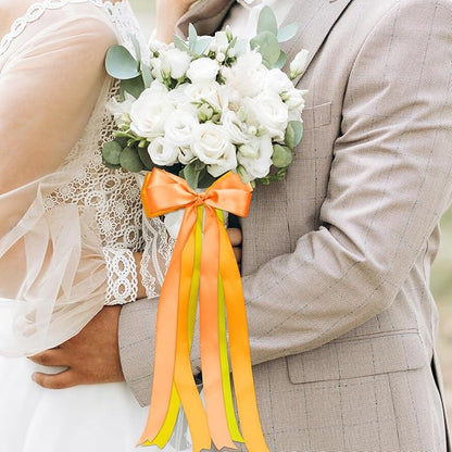 1 Inch Orange Satin Ribbons for Crafts, 6 Rolls Single-Faced Orange Assorted Ribbons for Gift Wrapping Flower Bouquet Wedding Invitations Bridal Shower Hair Bows Garland Party Decor